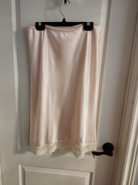 New Silky Light Pink Half Slip with Lace Trim